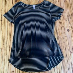 LuLaRoe black and white stripped shirt